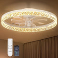 Ceiling Fans with Lights and Remote, 24'' Low Profile Flush Mount Ceiling Fan, 3000–6000K Dimmable LED Fandelier, Bladeless