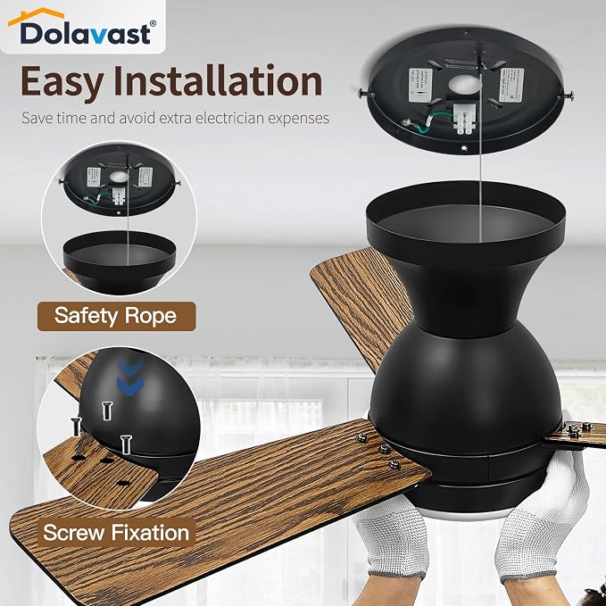 Ceiling Fans with Lights and Remote, 36 Inch Ceiling Fan with Light, Low Profile, Reversible, Dimmable LED, Flush Mount