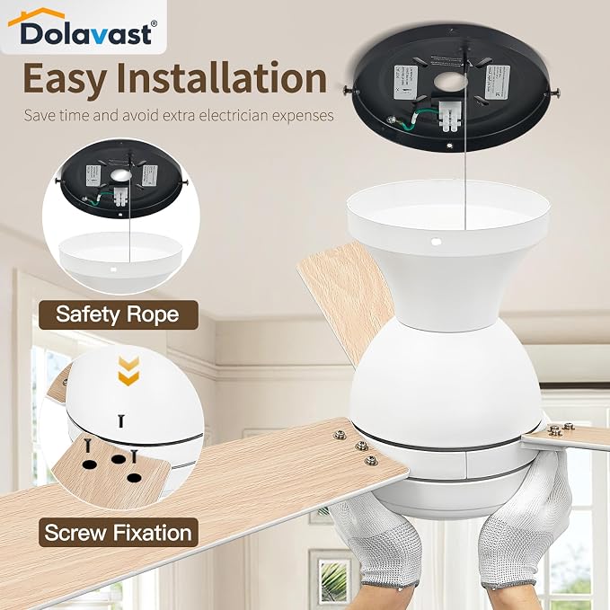 Ceiling Fans with Lights and Remote, 42 Inch Ceiling Fan with Light, Low Profile, Reversible, Dimmable LED, Flush Mount