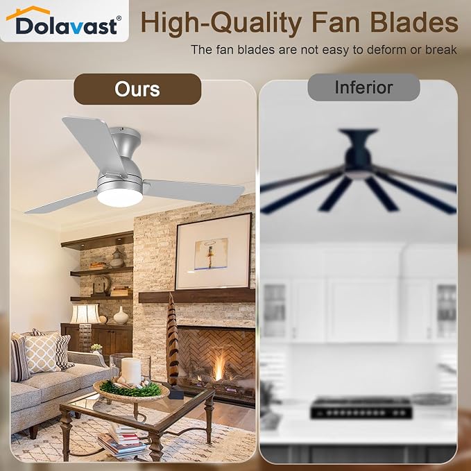 Ceiling Fans with Lights and Remote, 42 Inch Ceiling Fan with Light, Low Profile, Reversible, Dimmable LED, alternate view 8