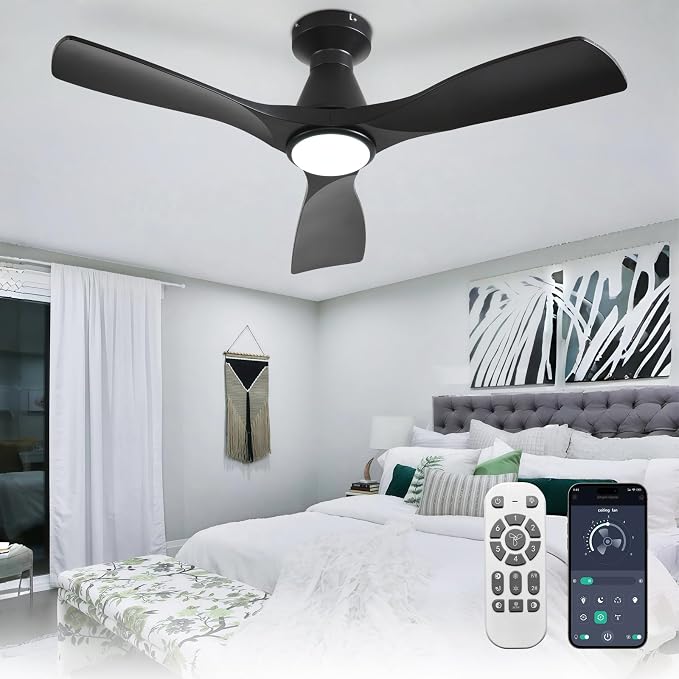 Ceiling Fans with Lights and Remote: 42 Inch Flush Mount Low Profile Ceiling Fan with Light, product image