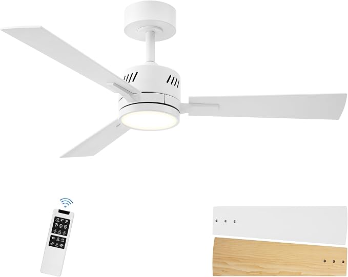 Ceiling Fans with Lights and Remote, 42 Inch Modern Ceiling Fan with Light, Reversible DC Motor, Dimmable LED, 3CCT, Quiet