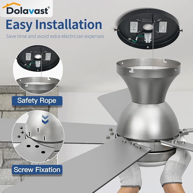 Ceiling Fans with Lights and Remote, 48 Inch Ceiling Fan with Light, Low Profile, Reversible, Dimmable LED, alternate view 8