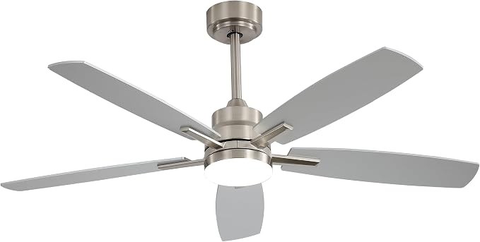 Ceiling Fans with Lights and Remote - 52 Inch Flush Mount Ceiling Fan with Noiseless Reversible DC Motor Timer LED Ceiling