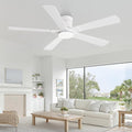 Ceiling Fans with Lights and Remote, 52 inch Low Profile Flush Mount Ceiling Fan,White Modern Ceiling Fan with LED Light for