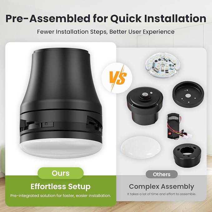Ceiling Fans with Lights and Remote: 52 Inch Modern Ceiling Fan, Low Profile Flush Mount, alternate product view 4