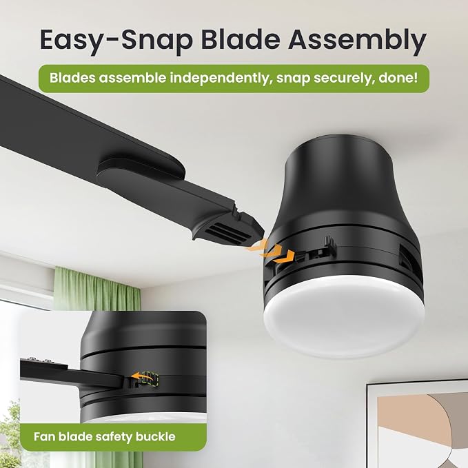 Ceiling Fans with Lights and Remote: 52 Inch Modern Ceiling Fan, Low Profile Flush Mount, alternate product view 5