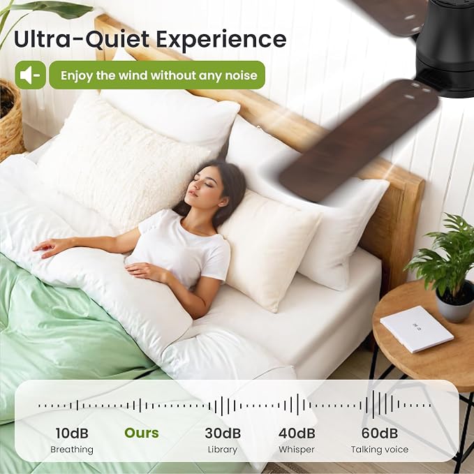 Ceiling Fans with Lights and Remote: 52 Inch Modern Ceiling Fan, Low Profile Flush Mount, alternate product view 9