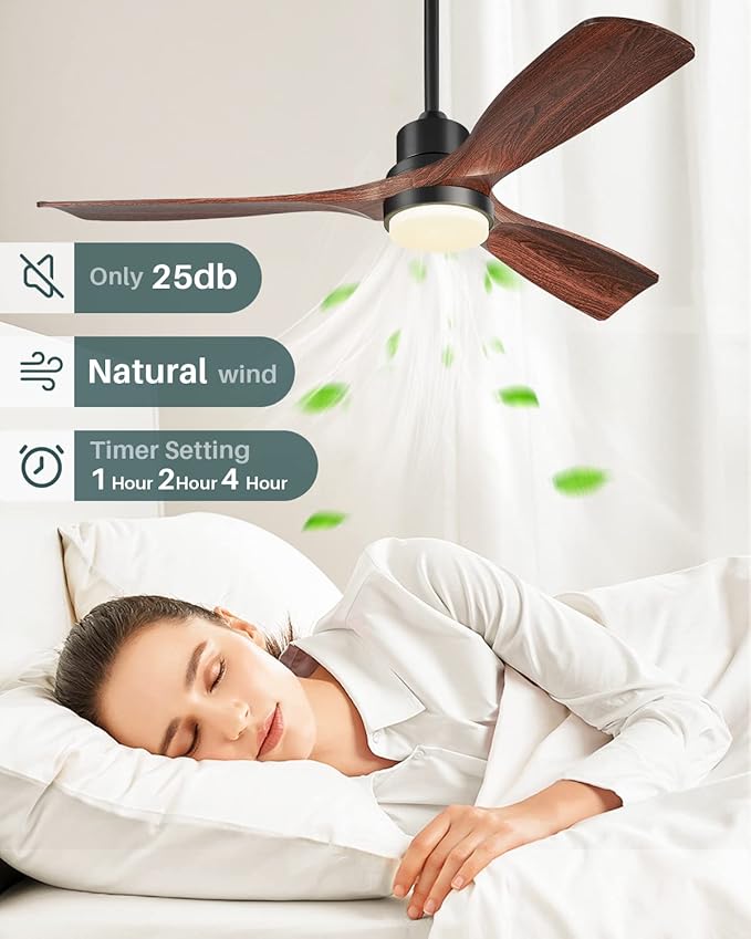 Ceiling Fans with Lights and Remote, 52 Inch Outdoor Ceiling Fan for Patios Indoor with 3 Downrods, 3 Blades Modern Ceiling