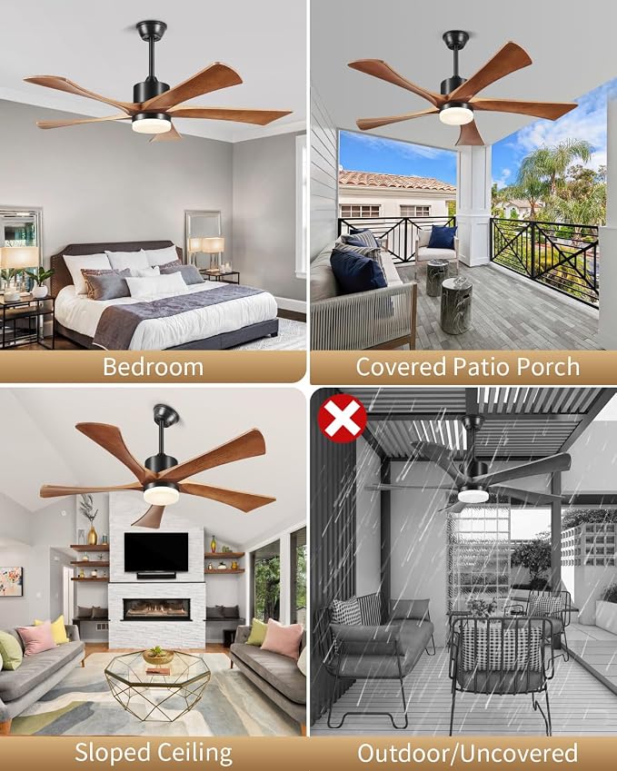 Ceiling Fans with Lights and Remote, 52 Inch Outdoor Fans for Patios, USA Original Patent, ETL Listed, 3 Downrods, 5 Blades