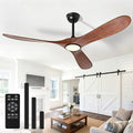 Ceiling Fans with Lights and Remote, 52'' Outdoor Ceiling Fan with 6 Speed Noiseless Reversible DC Motor, Indoor 3 Blade Wood