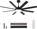 Ceiling Fans with Lights and Remote - 62 Inch Black Modern Ceiling Fan with Light for Bedroom Living Room Kitchen Indoor - 6