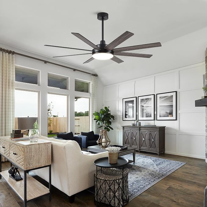 Ceiling Fans with Lights and Remote - 62 Inch Black Modern Ceiling Fan with Light for Bedroom Living Room Kitchen Indoor - 6