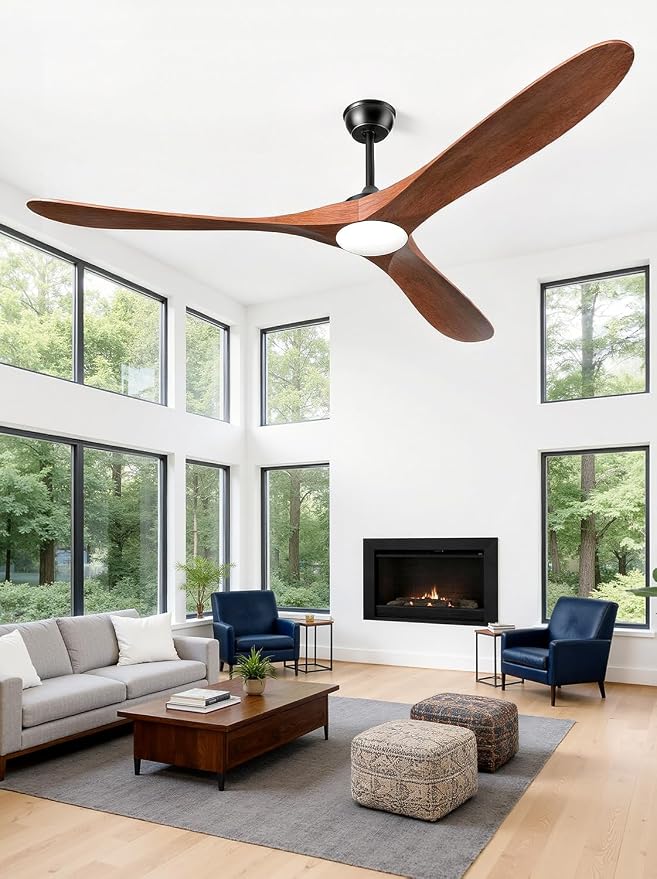 Ceiling Fans with Lights and Remote 72 Inch, 3 Wood Blades, 3 Downrods, DC Motor, Timer, Dimmable LED, 6 Speeds, alternate