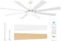 Ceiling Fans with Lights and Remote: 8 Blades, Quiet Reversible DC Motor, Dimmable Super Bright LED, Noiseless Large Modern
