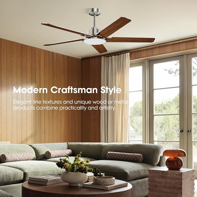 Ceiling Fans with Lights and Remote Control, 52 Inch Modern Ceiling Fan with 3CCT Dimmable LED, 6 Speeds, Quiet Reversible DC