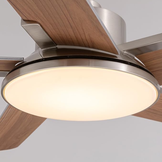Ceiling Fans with Lights and Remote Control, 52 Inch Modern Ceiling Fan with 3CCT Dimmable LED, 6 Speeds, Quiet Reversible DC