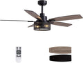Ceiling Fans with Lights and Remote Control, Ceiling Fan for Bedroom Living Room (52 Inch Black-1), product image