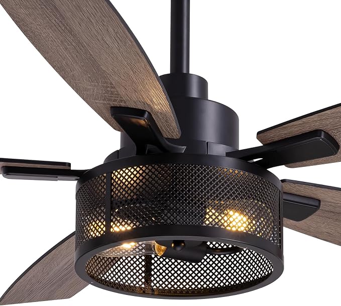 Ceiling Fans with Lights and Remote Control, Ceiling Fan for Bedroom Living Room (52 Inch Black-1), alternate product view 8