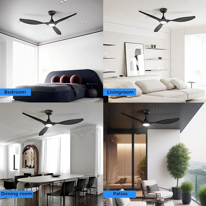 Ceiling Fans with Lights and Remote Control,Quiet Noiseless Reversible DC Motor,6 Speeds,Timers, 3 CCT, Indoor Use, Plastic