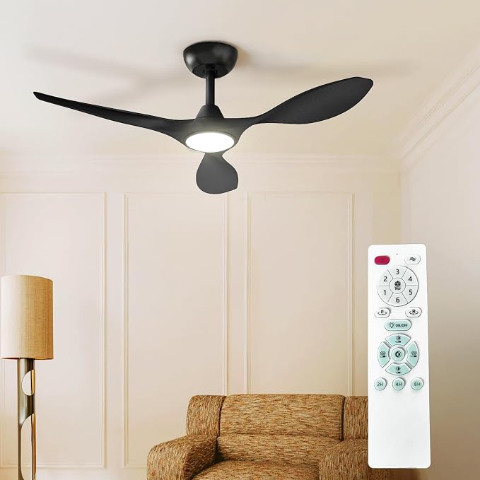 Ceiling Fans with Lights and Remote Control,Quiet Noiseless Reversible DC Motor,6 Speeds,Timers, 3 CCT, Indoor Use, Plastic