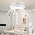 Ceiling Fans with Lights and Remote, Flush Mount Modern Bladeless Ceiling Fan with Light, 6 Speeds, Stepless