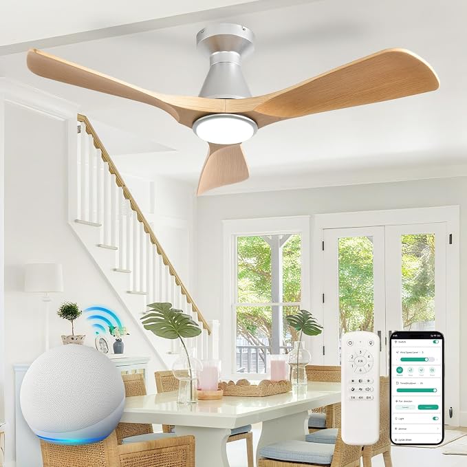 Ceiling Fans with Lights for Bedroom: 42 In Smart Low Profile Ceiling Fan with Voice Alex APP Remote Control, alternate view