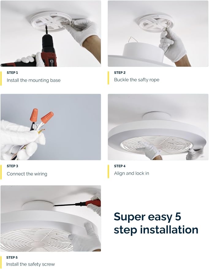 Ceiling Fans with Lights, Low Profile Ceiling Fan with Lights and Remote, 6 Wind Speeds Smart Flush Mount Ceiling Fan for