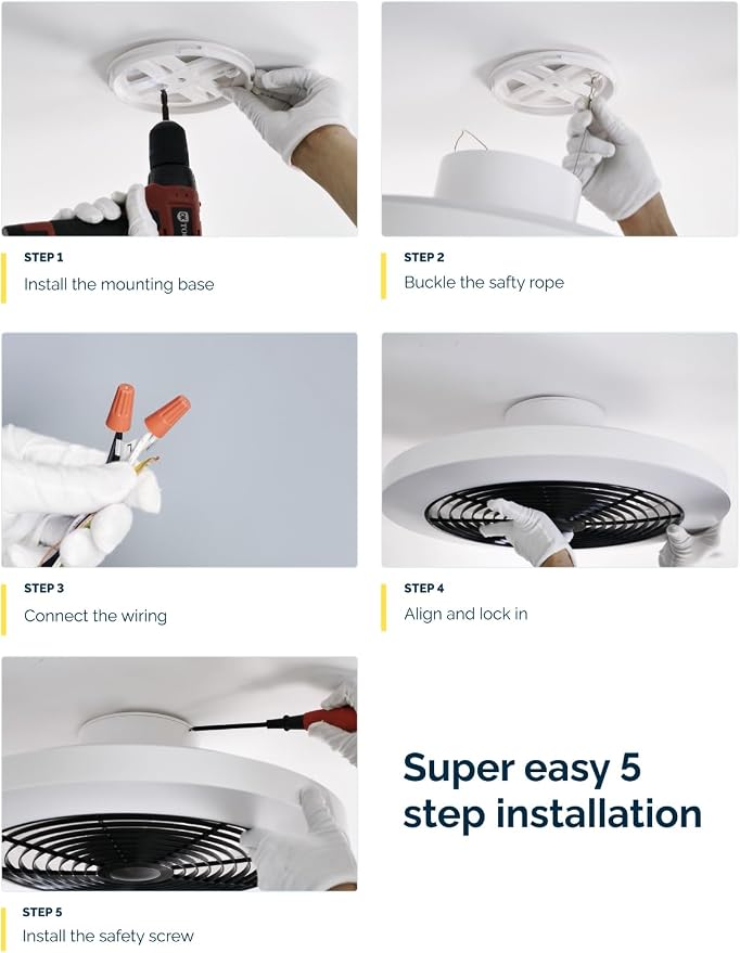 Ceiling Fans with Lights, Low Profile Ceiling Fan with Lights and Remote, 6 Wind Speeds Smart Flush Mount Ceiling Fan for