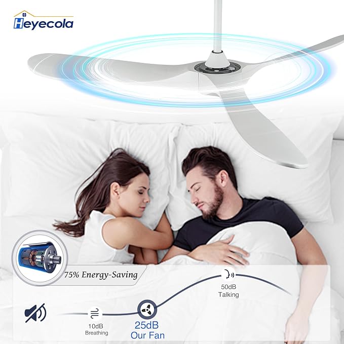 Ceiling Fans Without Light,60 Inch Outdoor Ceiling Fans no Light, 3 Blade Solid Wood Ceiling Fan with Remote Control for