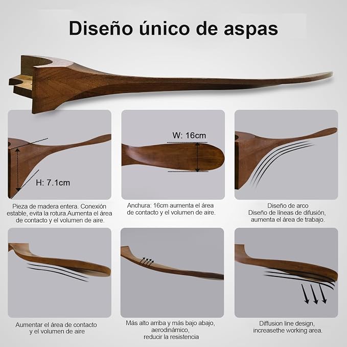 Ceiling Fans without Lights, 52 Inch Wood Ceiling Fan no Light with Remote,Outdoor Ceiling Fan for Living Room,Patio, Porch,6