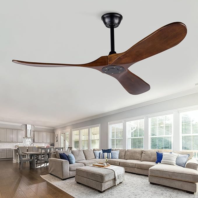 Ceiling Fans without Lights, 52 Inch Wood Ceiling Fan no Light with Remote,Outdoor Ceiling Fan for Living Room,Patio, Porch,6