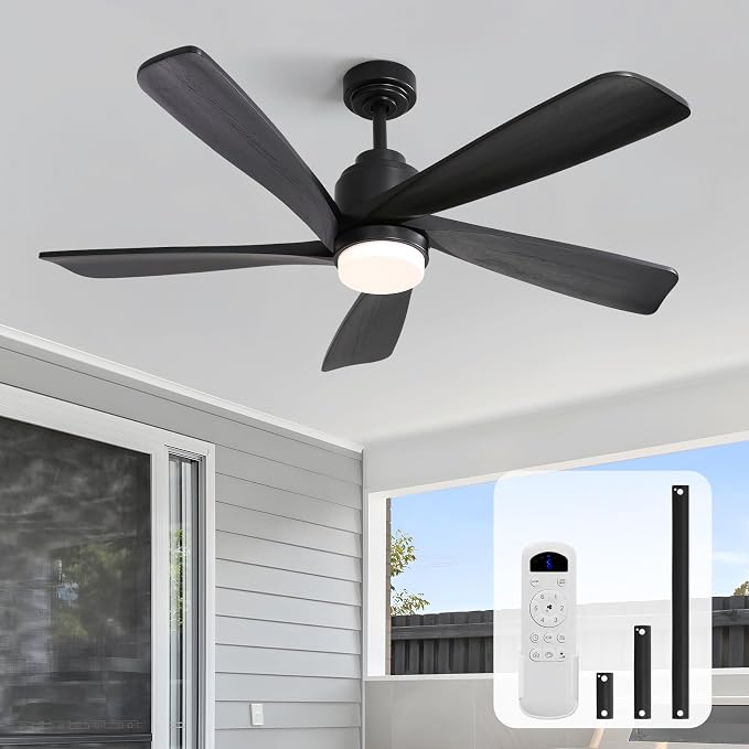 CeilingFan-ElevateYourLiving Ceiling Fan with Lights and Remote, 52 Inch Modern Wood Ceiling Fan for Indoor Farmhouse