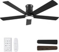 CeilingFans 52 Inch Low Profile Ceiling Fan with Light, Black Flush Mount Ceiling Fans with Lights and Remote, product image