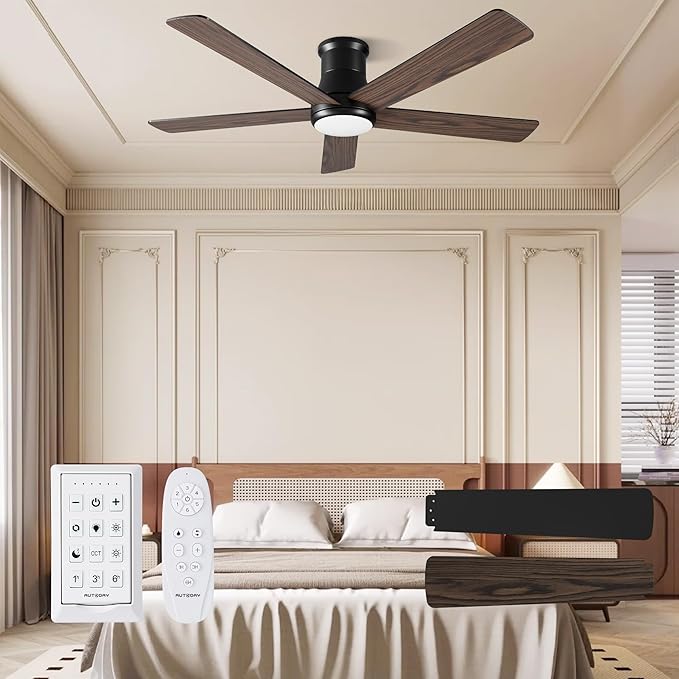 CeilingFans 52 Inch Low Profile Ceiling Fan with Light, Black Flush Mount Ceiling Fans with Lights and Remote, alternate