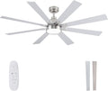 CeilingFans Large Ceiling Fans with Lights and Remote - 62 Inch Brushed Nickel Ceiling Fan with Light, Quiet DC Motor, 3 CCT