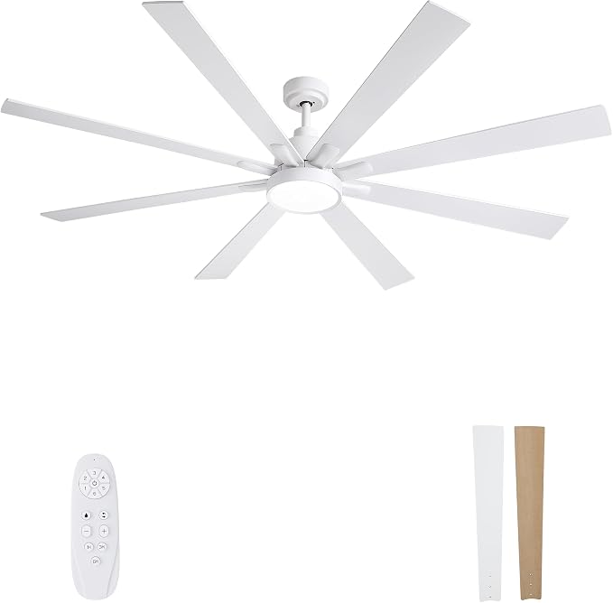 CeilingFans Large Ceiling Fans with Lights and Remote - 72 Inch White Ceiling Fan with Light, Quiet DC Motor, product image