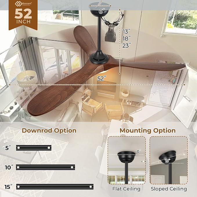 CeilingFanSourceFactory 52" Ceiling Fans with Lights and Remote Control, Outdoor Ceiling Fan with Lights High CFM Quiet 3
