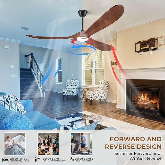 CeilingFanSourceFactory 52" Ceiling Fans with Lights and Remote Control, Outdoor Ceiling Fan with Lights High CFM Quiet 3