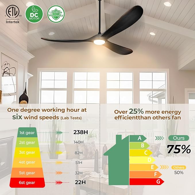 CeilingFanSourceFactory 52" Outdoor Ceiling Fans with Lights and Remote Control, alternate product view 2