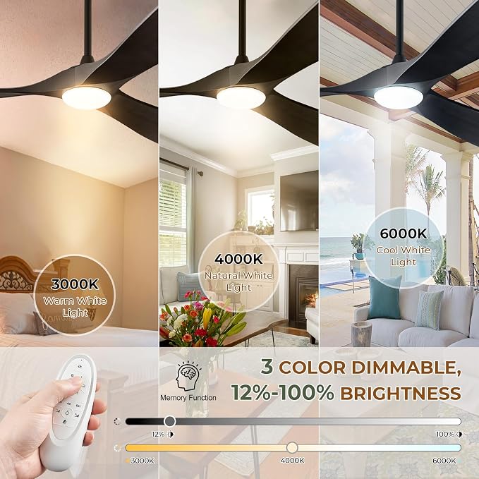 CeilingFanSourceFactory 52" Outdoor Ceiling Fans with Lights and Remote Control, alternate product view 3