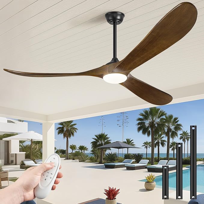 CeilingFanSourceFactory 60" Ceiling Fans with Lights and Remote Control, Outdoor Ceiling Fan with Lights High CFM Quiet 3