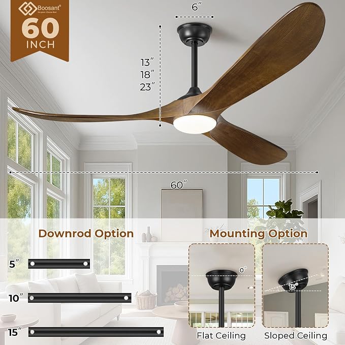 CeilingFanSourceFactory 60" Ceiling Fans with Lights and Remote Control, Outdoor Ceiling Fan with Lights High CFM Quiet 3