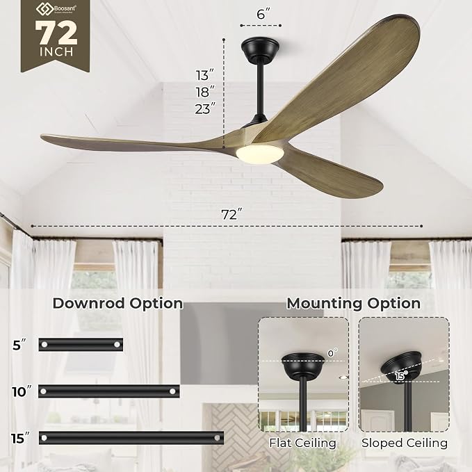 CeilingFanSourceFactory 72" Ceiling Fans with Lights and Remote Control, Outdoor Ceiling Fan with Lights High CFM Quiet 3