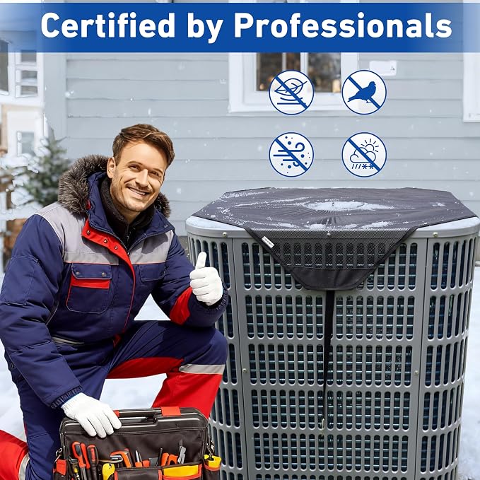 Central Air Conditioner Covers for Outside, 28x28in Breathable AC Covers Outdoor, Mesh Air Conditioning Cover - Leaf Guard