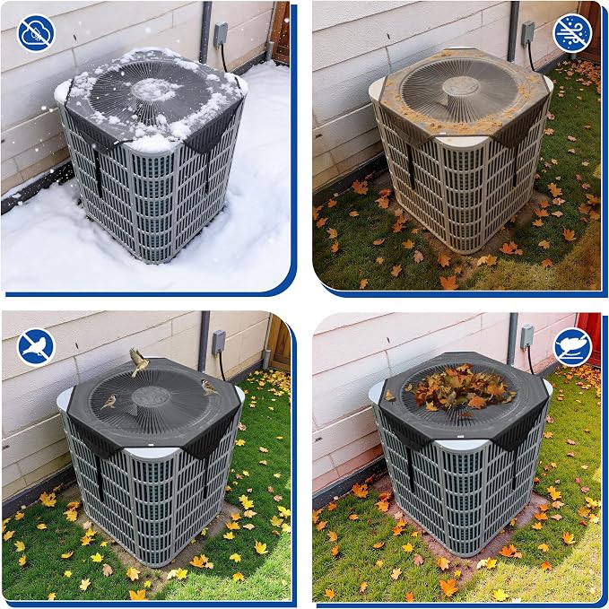 Central Air Conditioner Covers for Outside, 28x28in Breathable AC Covers Outdoor, Mesh Air Conditioning Cover - Leaf Guard