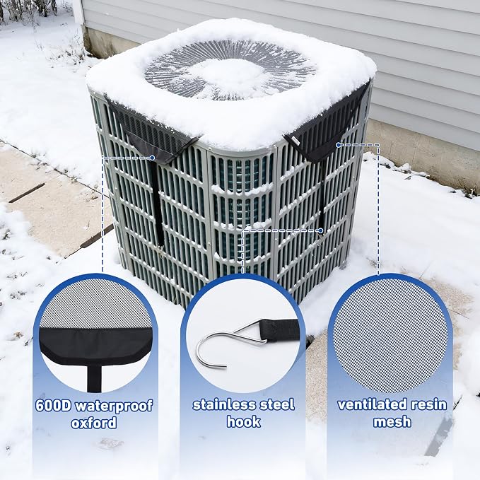 Central Air Conditioner Covers for Outside, 28x28in Breathable AC Covers Outdoor, Mesh Air Conditioning Cover - Leaf Guard