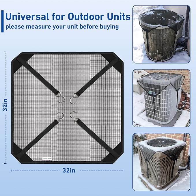 Central Air Conditioner Covers for Outside, 32x32in Breathable AC Covers Outdoor, Mesh Air Conditioning Cover - Leaf Guard