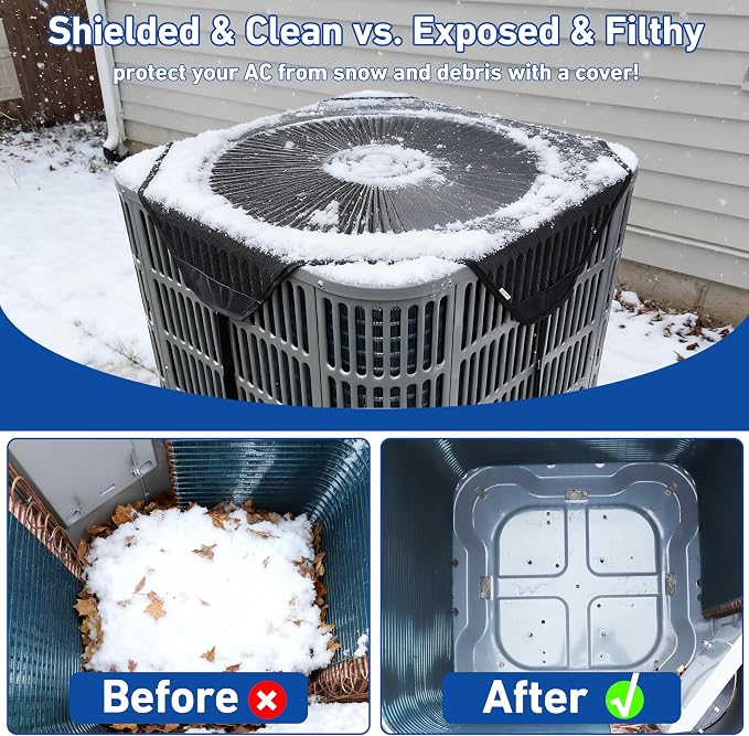 Central Air Conditioner Covers for Outside, 32x32in Breathable AC Covers Outdoor, Mesh Air Conditioning Cover - Leaf Guard