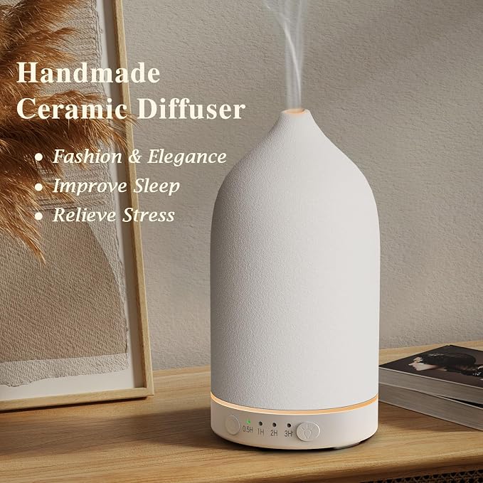 Ceramic Essential Oil Diffuser 160ML Aromatherapy Diffuser for Home Bedroom Room Cool Mist Humidifier Stone Air Diffusers